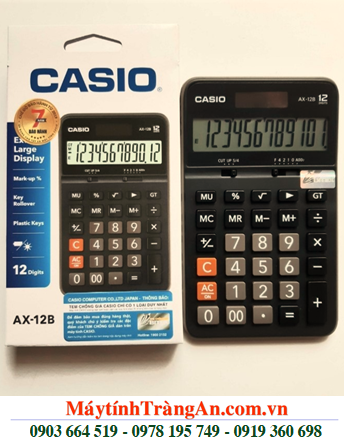 Casio AX-12B, Máy tính tiền Casio AX-12B loại 12 số Digits chính hãng| CÒN HÀNG 